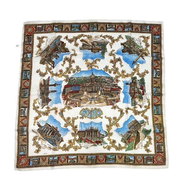 ROMA Vintage Souvenir Roma Scarf Made in Italy 100% Polyester 30x30 - Picture 2 of 5
